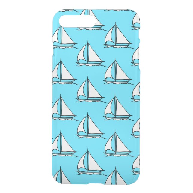 Sailboats On Blue Sea Pattern Uncommon iPhone Case (Back)