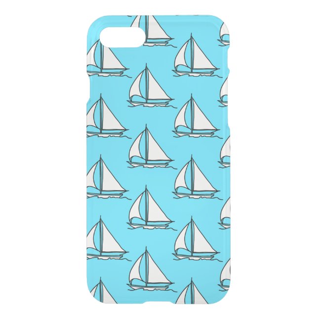 Sailboats On Blue Sea Pattern Uncommon iPhone Case (Back)