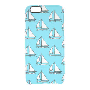 Sailboats On Blue Sea Pattern Clear iPhone 6/6S Case