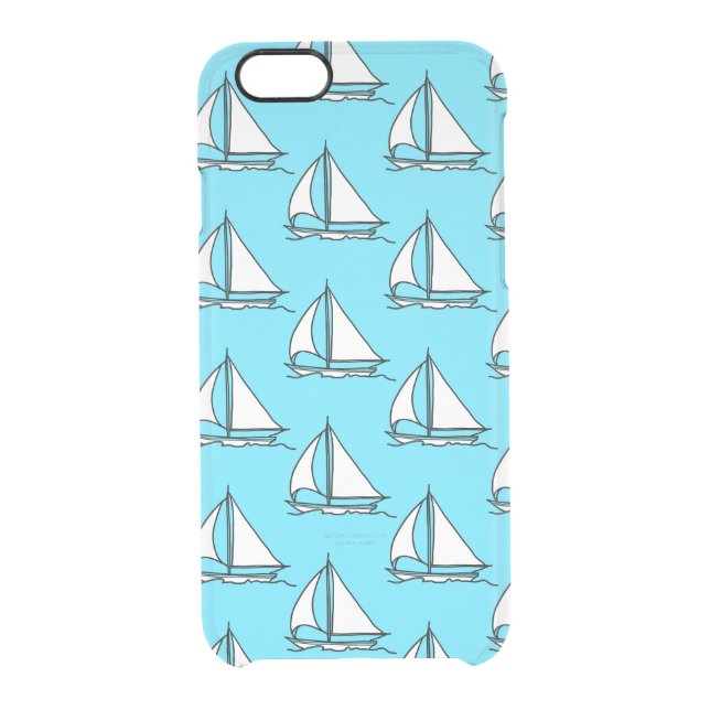 Sailboats On Blue Sea Pattern Uncommon iPhone Case (Back)