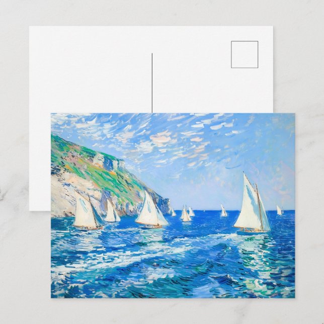 Sailboats on Calm Waters - Impressionist Painting Postcard (Front/Back)