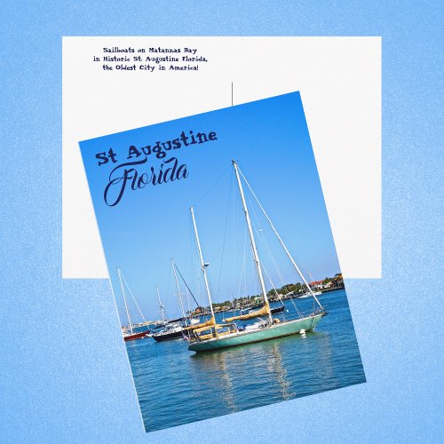 Sailboats on Matanzas Bay St Augustine Florida Postcard