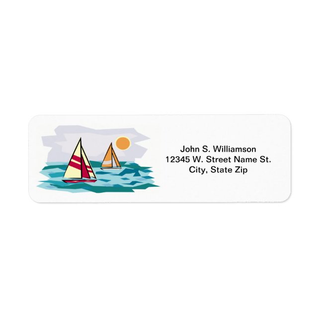 Sailboats on Ocean Waves Summer Beach Theme Custom Label (Front)