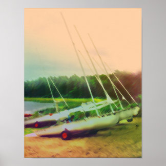 Sailboats on the Beach Poster