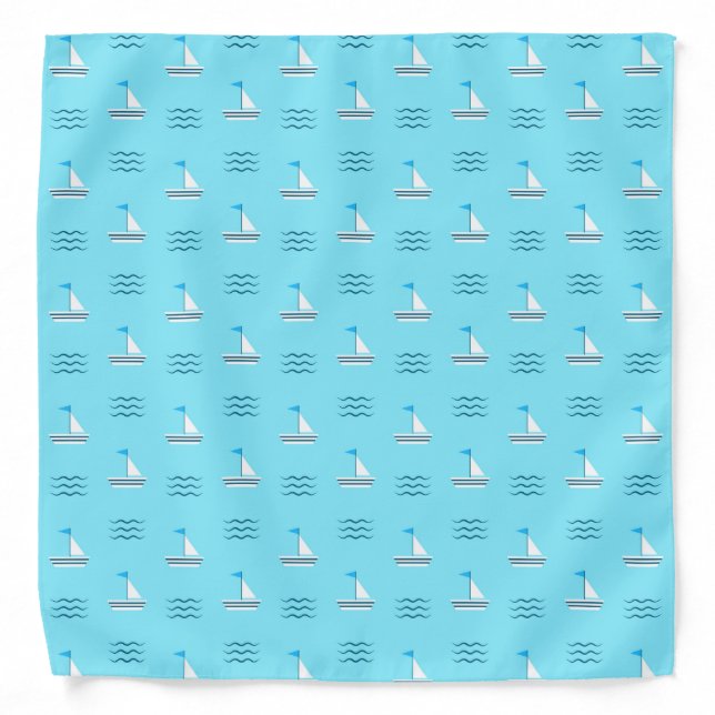 Sailboats On The Blue Sea Pattern Bandana (Front)