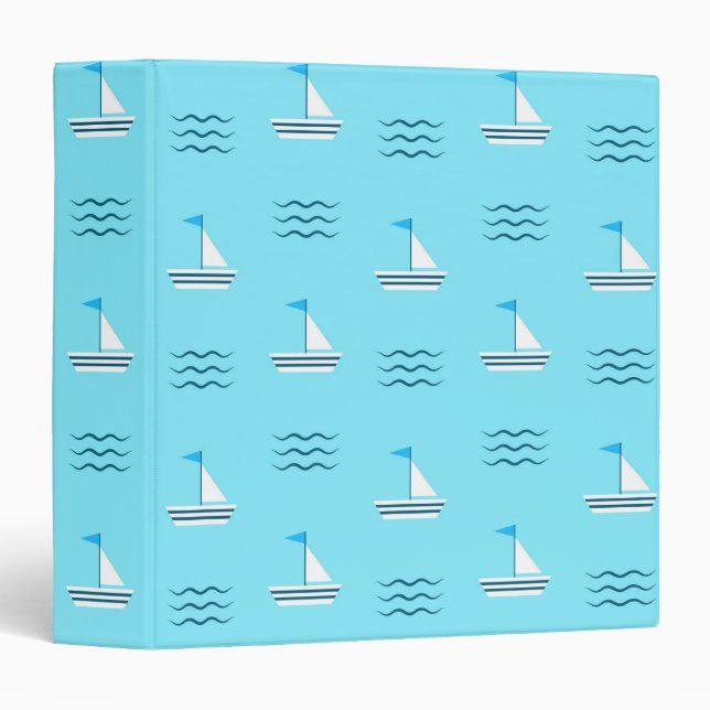 Sailboats On The Blue Sea Pattern Binder (Front/Spine)