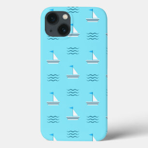 Sailboats On The Blue Sea Pattern iPhone 13 Case