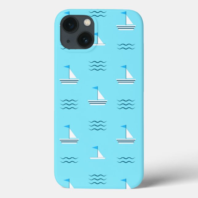 Sailboats On The Blue Sea Pattern Case-Mate iPhone Case (Back)