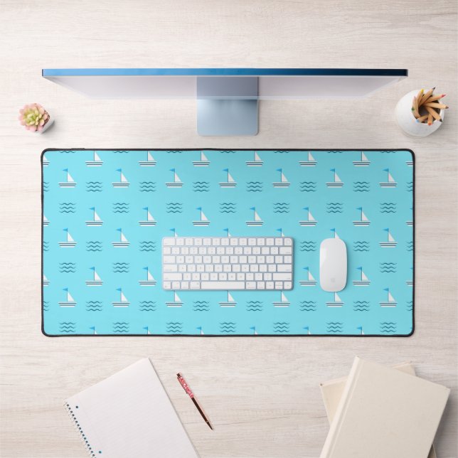 Sailboats On The Blue Sea Pattern Desk Mat (Office 1)