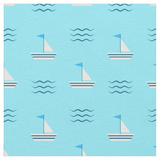 Sailboats On The Blue Sea Pattern Fabric