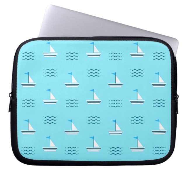 Sailboats On The Blue Sea Pattern Laptop Sleeve (Front)