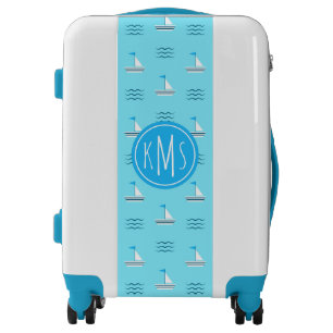 Sailboats On The Blue Sea Pattern  Monogram Luggage