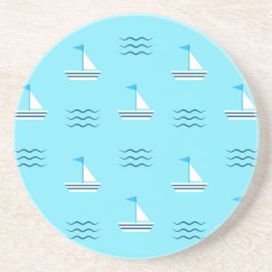 Sailboats On The Blue Sea Pattern Sandstone Coaster