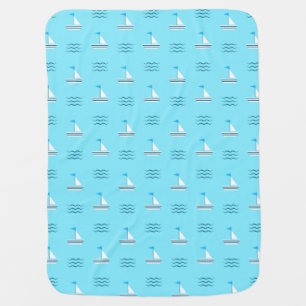 Sailboats On The Blue Sea Pattern Swaddle Blanket