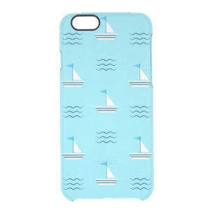 Sailboats On The Blue Sea Pattern Clear iPhone 6/6S Case