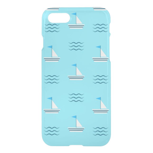 Sailboats On The Blue Sea Pattern Uncommon iPhone Case (Back)