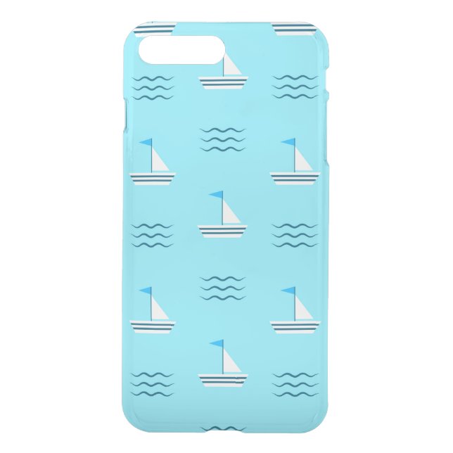 Sailboats On The Blue Sea Pattern Uncommon iPhone Case (Back)
