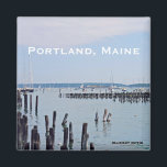 Sailboats On The Coast of Old Port, Portland Maine Magnet<br><div class="desc">Design features my photograph of the the coast line in Old Port, Portland, Maine. Beautiful scene includes the wooden piers, the serene waters and boats in the background. Above is the soft blue sky with whispy Summer clouds. A lovely photograph design for those that love Portland, Maine and anyone who...</div>