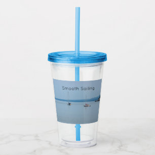 Sailboats on the river acrylic tumbler