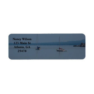Sailboats on the river label
