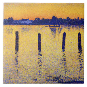 Sailboats on the River Scheldt (Belgium) Ceramic Tile