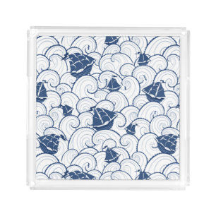 Sailboats On The Sea Pattern Acrylic Tray