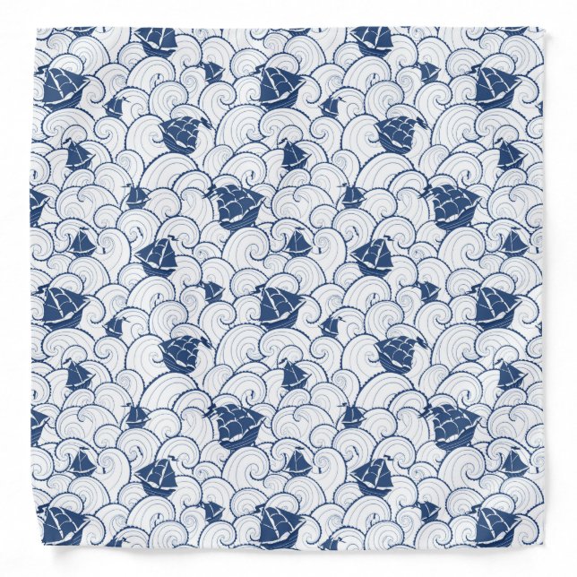 Sailboats On The Sea Pattern Bandana (Front)