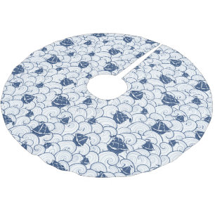 Sailboats On The Sea Pattern Brushed Polyester Tree Skirt
