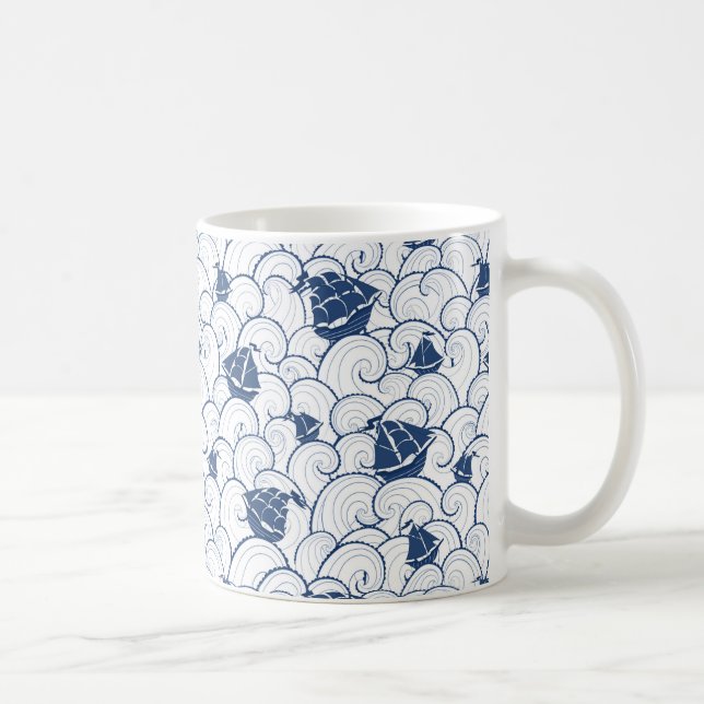 Sailboats On The Sea Pattern Coffee Mug (Right)