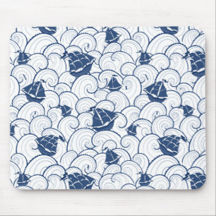 Sailboats On The Sea Pattern Mouse Pad