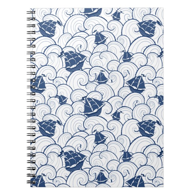 Sailboats On The Sea Pattern Notebook (Front)