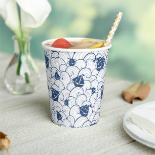 Sailboats On The Sea Pattern Paper Cups