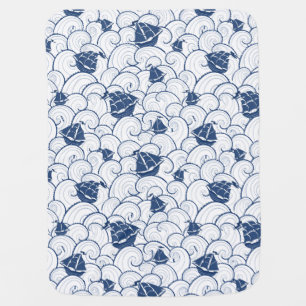 Sailboats On The Sea Pattern Receiving Blanket