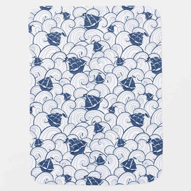 Sailboats On The Sea Pattern Receiving Blanket (Front)