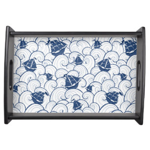 Sailboats On The Sea Pattern Serving Tray
