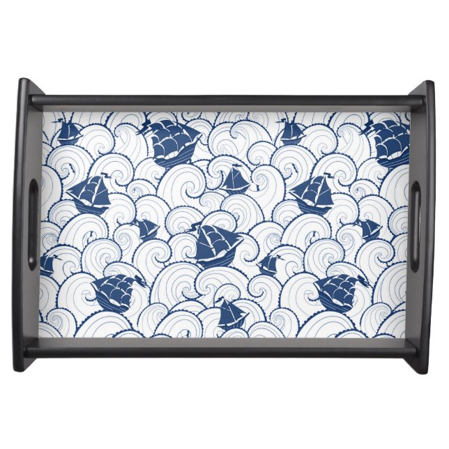 Sailboats On The Sea Pattern Serving Tray (Front)