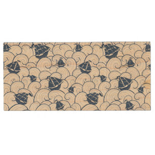 Sailboats On The Sea Pattern Wood USB Flash Drive