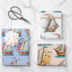 Sailboats On The Sea Wrapping Paper Sheets