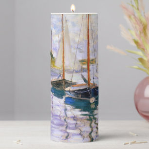 Sailboats on the Seine at Petit Claude Monet Pillar Candle
