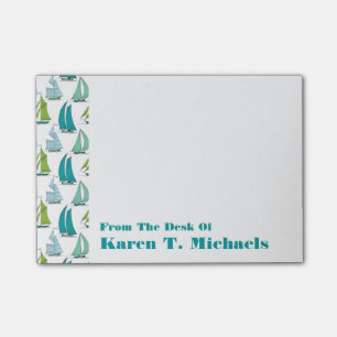 Sailboats On The Water Pattern   Add Your Name Post-it Notes