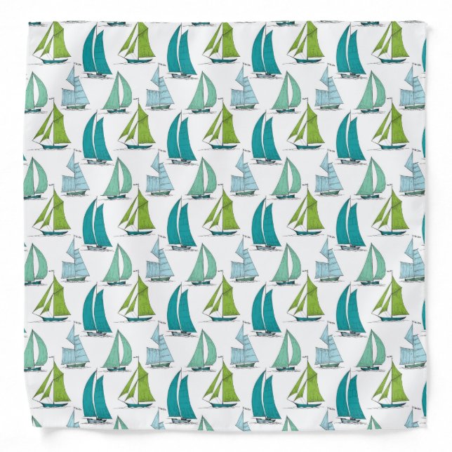 Sailboats On The Water Pattern Bandana (Front)