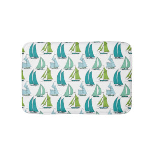 Sailboats On The Water Pattern Bathroom Mat