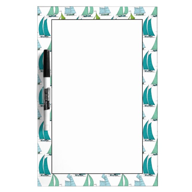 Sailboats On The Water Pattern Dry Erase Board (Front)