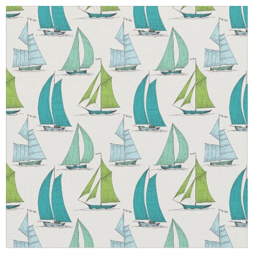Sailboats On The Water Pattern Fabric