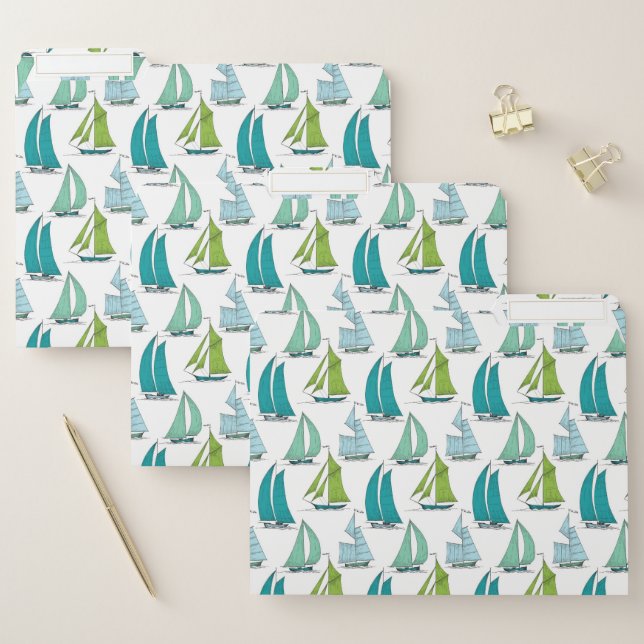 Sailboats On The Water Pattern File Folder (Set)