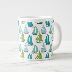 Sailboats On The Water Pattern Giant Coffee Mug