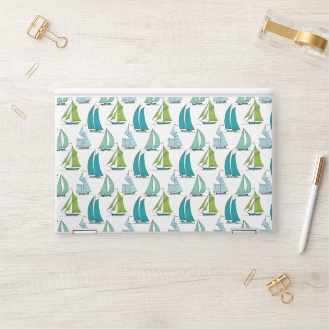 Sailboats On The Water Pattern HP Laptop Skin (Desk)