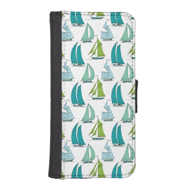 Sailboats On The Water Pattern iPhone Wallet Case (Front)