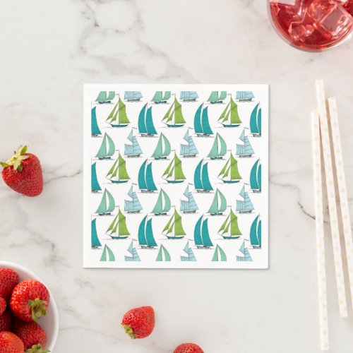 Sailboats On The Water Pattern Napkins