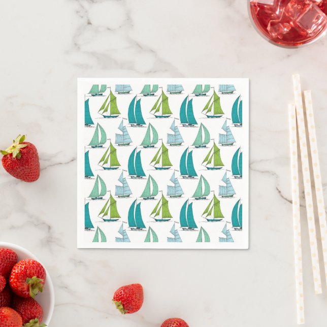 Sailboats On The Water Pattern Napkins (Insitu)